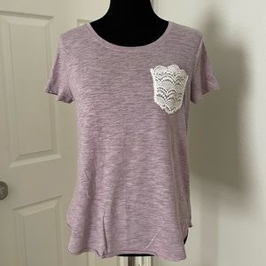 AMERICAN HERITAGE Lace Pocket Tee, Size S